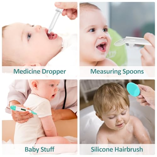 Baby Grooming Kit, Infant Safety Care Set with Hair Brush Comb Nail Clipper Nasal Aspirator,Baby Essentials Kit for Newborn Girls Boys (Green)