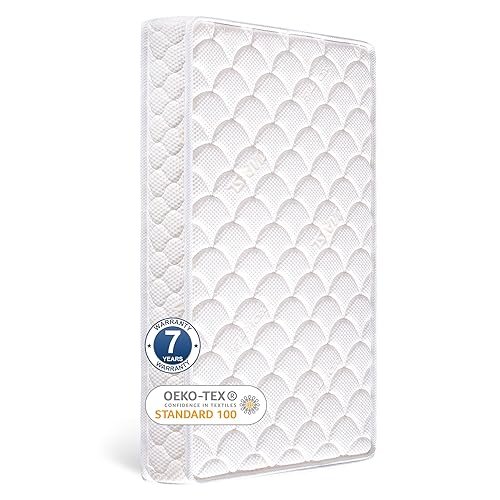 Tiankehan Premium Crib & Toddler Mattress-52"x27.6"x5", 100% Knitted Fabric, Soft Moisture Absorbent & Breathable Crib Mattress, Fits Standard Cribs & Toddler Beds