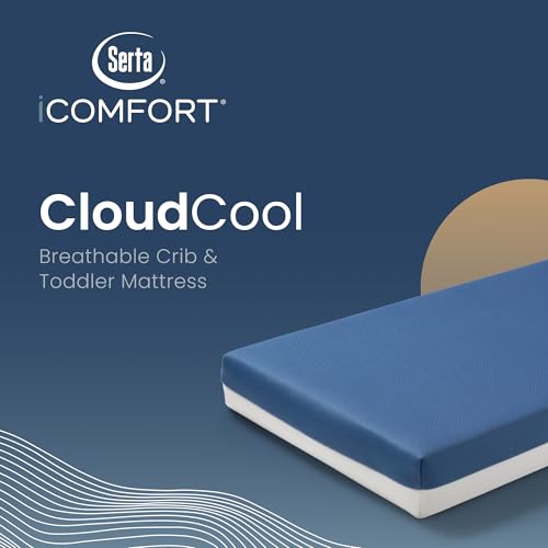 Serta CloudCool Crib and Toddler Mattress, Breathable, Machine Washable Cover, Waterproof, Hypoallergenic, Greenguard Gold Certified Baby Mattress