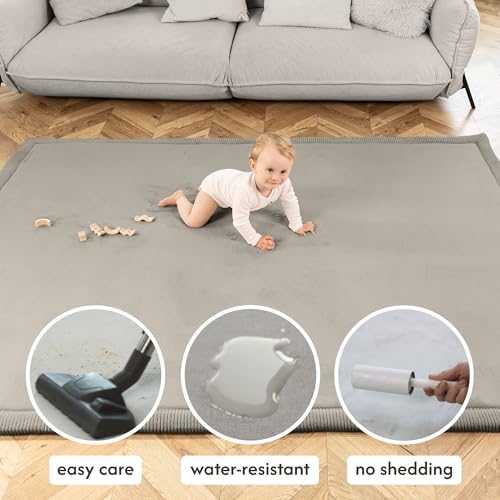 Hakuna Matte CloudSoft Baby Play Mat 60"x80" - Non-Slip Foam Rug, Dark Gray