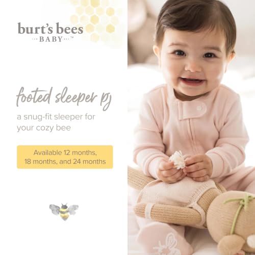 Burt's Bees Baby Girls Organic Cotton, Snug Fit Footed Sleeper Pajamas