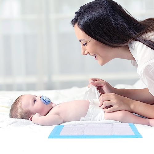 Rocinha 100 Pack Disposable Changing Pads Baby Disposable Underpads Waterproof Diaper Changing Pad Breathable Underpads Bed Table Protector Mat (17 x 13 Inches)