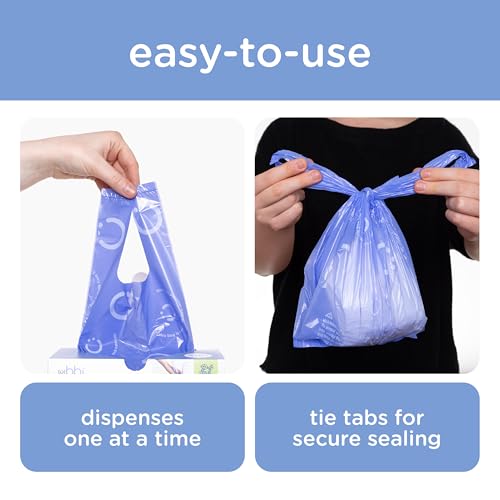 Ubbi Disposable Nappy Sacks, Lavender Scented, Easy-To-Tie Tabs, Baby Diaper Disposal or Pet Waste Bags, Value Pack, 400 Count