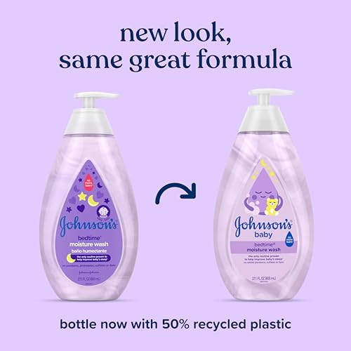 Johnson's Baby Bedtime Moisture Body Wash, Soothing NaturalCalm Aromas, Nighttime Bath Wash to Help Calm Baby Before Bed, Baby Wash, No added Parabens & Sulfates, 27.1 fl. oz