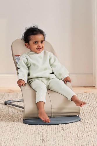 BabyBjörn Bouncer Balance Soft, Khaki/Beige, Woven | 2-in-1 Adjustable Baby Bouncer Seat and Toddler Chair, Newborn to Toddler (8-29 lbs), 4 Positions, Lightweight & Portable