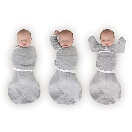 SwaddleDesigns 6-Way Omni Swaddle Sack, Arms Up Swaddle for Newborn, More Options to Calm Startle Reflex, Improves Sleep, Small, 0-3 month, 6-14 lbs, Heathered Gray