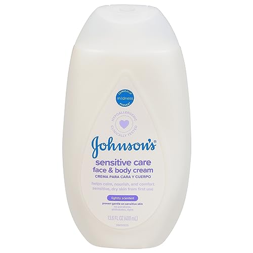 Johnson'S, Sensitive Care Baby Face & Body Cream Lightly Scented, 13.6 Fl Oz