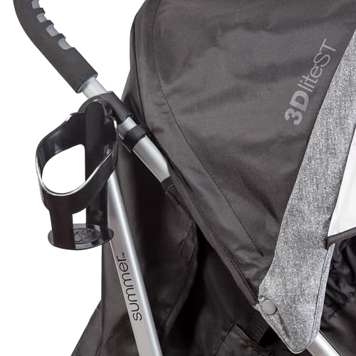 3Dlite ST Convenience Stroller, Black & Gray - Lightweight Stroller with Steel Frame, Large Seat Area, Multi-Position Recline, Large Storage Basket - Infant Stroller for Travel and More