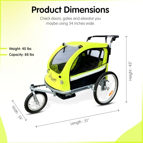 Booyah Strollers Double Child Baby Bike Bicycle Trailer, Jogger, Stroller with Suspension (Orange)