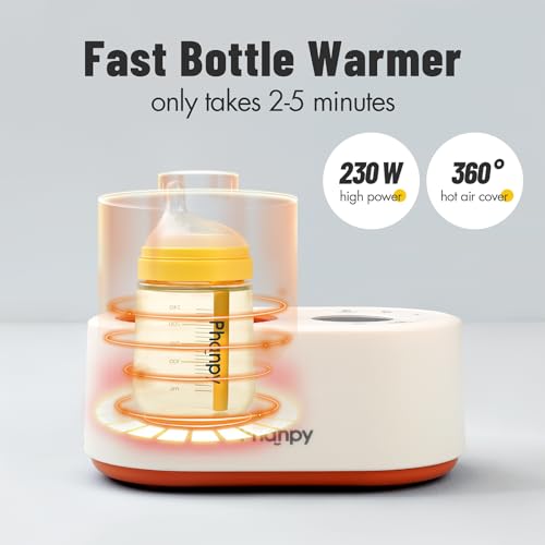 Phanpy Water-Free Bottle Warmer, 12-in-1 Multifuntion Fast Baby Bottle Warmer for Breastmilk, Bottle Warmer for Travel, Milk Warmer for Baby with Adjustable Temp Memory Function