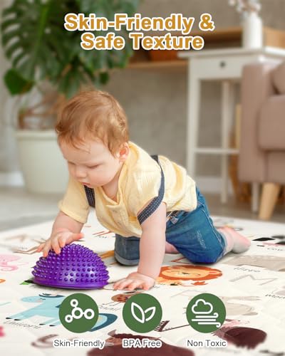 TINYHARBO Premium Foam Baby Play Mat 50" x 50" – Removable & Machine Washable Cover, Extra Thick Padding Playpen Mat, Non-Slip Crawling Mat, Easy to Clean for Infants, Toddlers & Babies