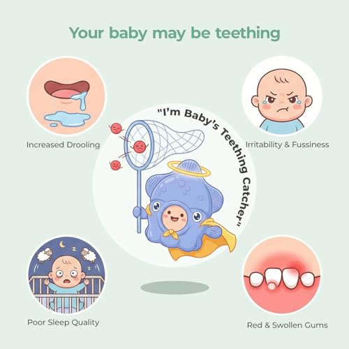 Momcozy Baby Teething Toys, Food Grade Silicone Baby Teether，Teething Mitten for Babies 0–6 Months，Teethers for Babies 6–12 Months，Anti Drop Wrist Teether with Multiple Chew Points， Mint Green