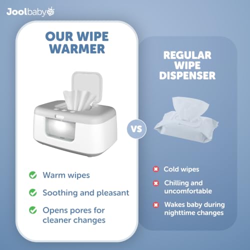 Jool Baby TinyBums Baby Wipe Warmer & Dispenser with LED Changing Light & On/Off Switch (Gray)