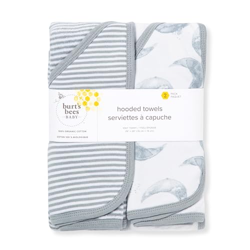 Burt's Bees Baby Infant Hooded Towels, Unisex Bath Essentials, 2-Pack