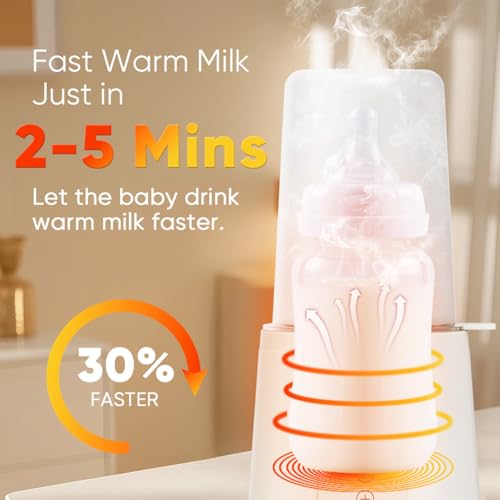 BEARDODO Baby Bottle Warmer, Fast Bottle Warmer for All Bottles, Breast Milk Warmer for Baby Breastmilk or Formula Automatic Shut-Off Digital Display Heat Baby Food at Home Use
