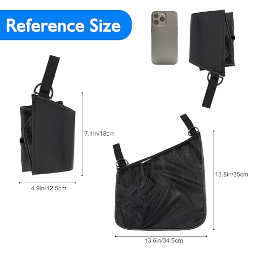 Elfzone Stroller Side Bag - Bike/Stroller Organizer, Hook & Loop Easy Attach - Mesh Design, Non-Slip Straps, mom Cozy Stroller Organizer, Stroller Accessories, Black (BLACK 2PCS)