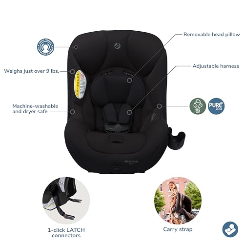 Maxi-Cosi Romi 2-in-1 Convertible Car Seat, Infant Baby Seat, Rear & Forward Facing, 5-40 lbs, 30-50 lbs, Lightweight, Latch Installation, Machine-Washable, Travel-Ready, Sea Shadow