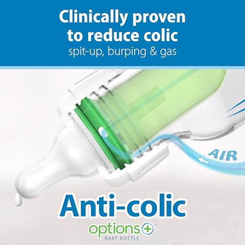 Dr. Brown's Natural Flow Anti-Colic Options+ Narrow Baby Bottle, Frog and Pig, 8 oz/250 mL, with Level 1 Slow Flow Nipple, BPA-Free, 0m+, 2-Pack