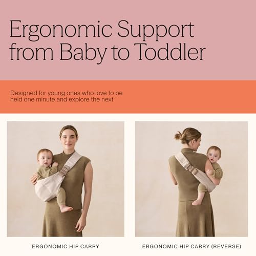 Ergobaby Upsie Sling Baby Carrier for Babies and Toddlers 6-48 Months (17-45 lbs) - 2-Position Ergonomic Baby Carrier with Front Storage Pocket, Hip-Healthy Positioning - Natural Beige