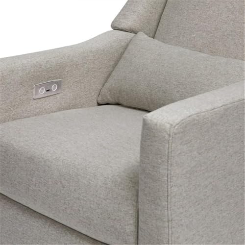 Babyletto Kiwi Glider Recliner Nursery Chair w/ USB Ports - GREENGUARD Gold Certified - Water & Stain Resistant Glider Rocking Chair - Electronic, 270° Swivel, Performance Grey Eco-Weave