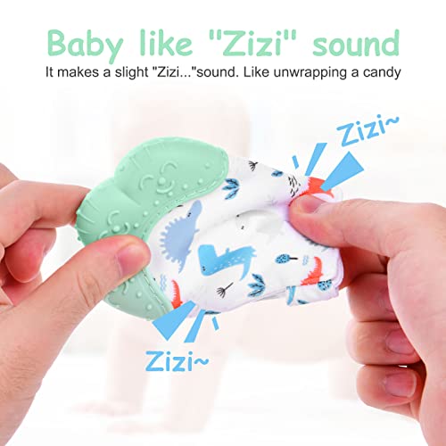 2Pack Silicone Teething Mitt, Soothing Infant Teething Mitten Pain Relief, Prevent Scratches Glove, Safe Silicone Teething Toys for 0-12 Months