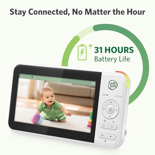 LeapFrog Video Baby Monitor - 5-Inch Color Screen, 31-Hour Battery, Secure Non-WiFi FHSS, Remote Pan Tilt Zoom, Night Vision, 2-Way Talk | LeapView 360