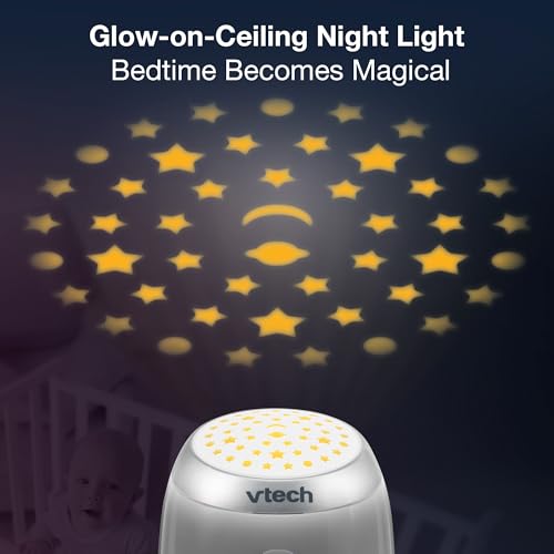 VTech 2 Parent Units Digital Audio Baby Monitor with Glow-on-Ceiling Night Light, Up to 1,000ft of Range, Vibrating Sound-Alert, Two-Way Talk Intercom, Sound Indicator, Secure Transmission: TM8212-2