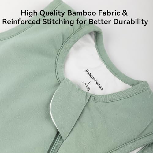 BubblePanda Rayon Made from Bamboo Sleep Sack 6-12 Months 1.0 Tog Soft Toddler Sleeping Sack for Babies 2-Way Zipper Baby Wearable Blanket