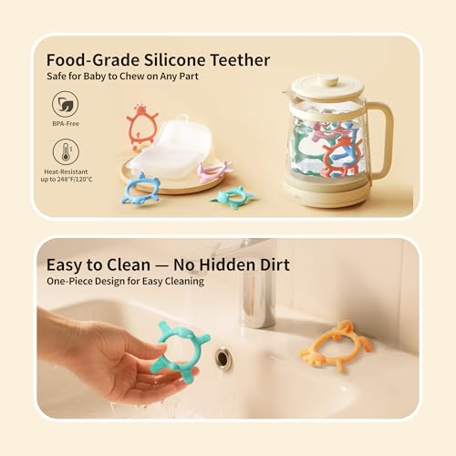 Pigeon Silicone Animal-Shaped Baby Teether, Orange Deer, 6M+, 1 Count – Multi-Textured Teething Relief Toys, Lightweight & Easy to Grasp