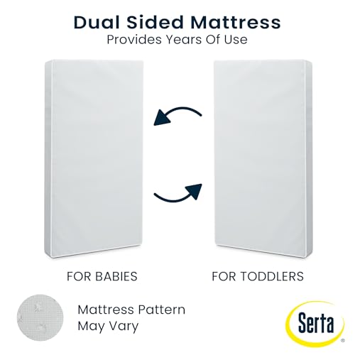 Serta Perfect Slumber Dual Sided Crib and Toddler Mattress - Waterproof - Hypoallergenic - Premium Sustainably Sourced Fiber Core -GREENGUARD Gold Certified (Non-Toxic) -7 Year Warranty - Made in USA