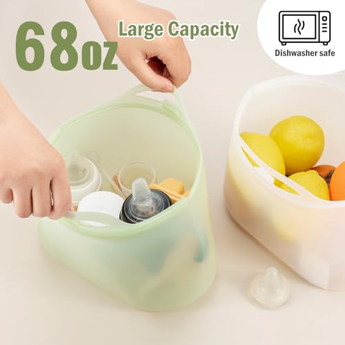 Silicone Travel Bottle Sterilizer Bags | 2000ml Microwave Steam Sterilizer Bags for Baby Bottles, Breast Pump & Pacifiers, Reusable Steam Sterilizing Bags for Travel and Home Use (Clear Milk White)