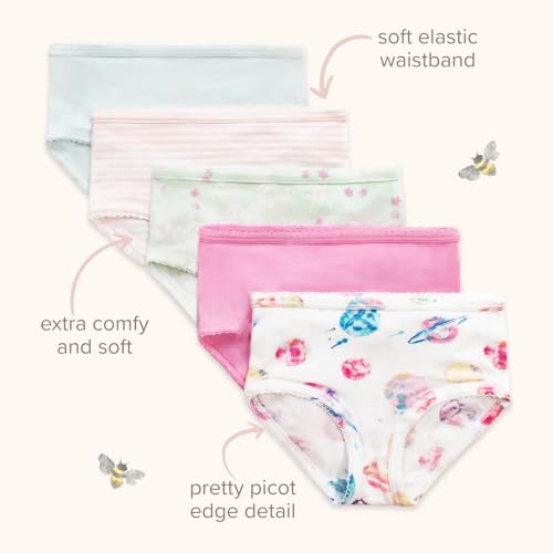 Burt's Bees Baby Girls' Organic Cotton Brief Underwear, 5-Pack