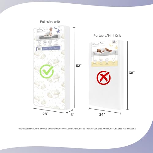 Dream On Me Twilight 5” 2-in-1 Breathable Spring Coil Crib & Toddler Mattress – Firm Infant Side & Plush Toddler Side, Reversible Design, Waterproof Vinyl Cover, GREENGUARD Gold & BSA Certified