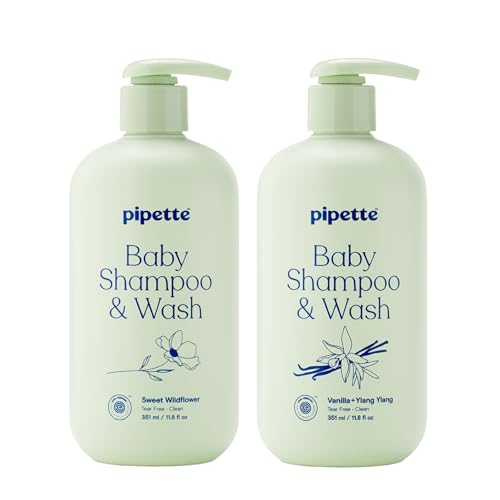 Pipette Baby Scented Shampoo + Wash Discovery Duo, Pack of 2, Includes Sweet Wildflower and Vanilla + Ylang Ylang Scents, Gentle Tear-Free Newborn Baby Bath Essentials, Non-Toxic and Hypoallergenic
