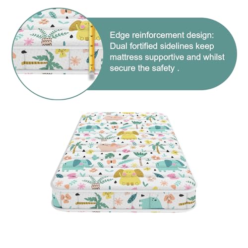 Moonlightfamily 3 Inch Mini Mattress, 38" Lx26 W Mattress, Toddler Mattress with No Gaps Edge Reinforcement High Density Foam, Odorless and Steady, Elephant