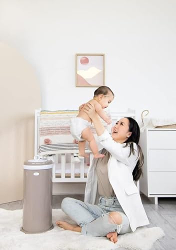 Ubbi Stainless Steel Diaper Pail, No Special Bags, Odor-Locking, Taupe