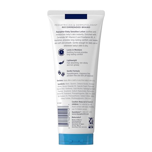 Aquaphor Baby Sensitive Lotion, Baby Lotion to Soothe and Moisturize Delicate Skin, 8 Oz