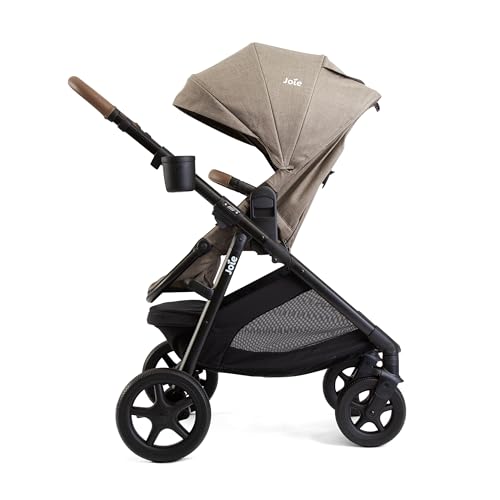 Joie Ginger 4-in-1 Convertible Pramette and Stroller with A Deep Recline, Height Adjustable seat, All-Terrain Wheels, Extra Storage – for Newborns and Toddlers (Mocha)