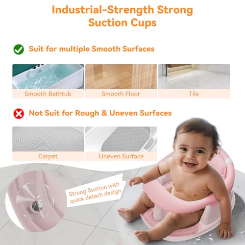 Baby Bath Seat for Babies 6 Months & Up - 360° Protection Bath Seats for Babies Sitting Up | Baby Bath Chair with Temperature Alert & Cushion | Toddler Bath Seat Newborn Infants Baby Bathtub Seat