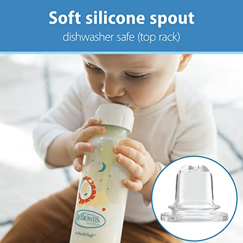 Dr. Brown's Milestones Narrow Sippy Bottle, 100% Silicone Soft Sippy Spout, 8oz/250mL, 6m+, Fox & Lion, 2 Pack