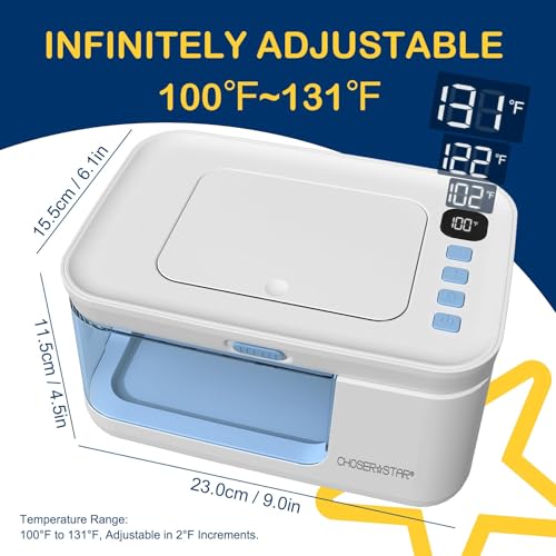ChoserStar Baby Wipe Warmer and Dispenser Portable Heated Diaper Wipe Heater with Fast Heating, Larger Capacity, and Anti-Dry Out (with Charger Block)