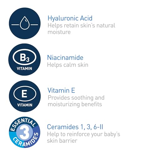 CeraVe Baby Lotion, Gentle Baby Skin Care with Ceramides, Niacinamide & Vitamin E, Fragrance, Paraben, Dye & Phthalates Free, Lightweight Moisturizer, 8 Ounce, Packaging May Vary
