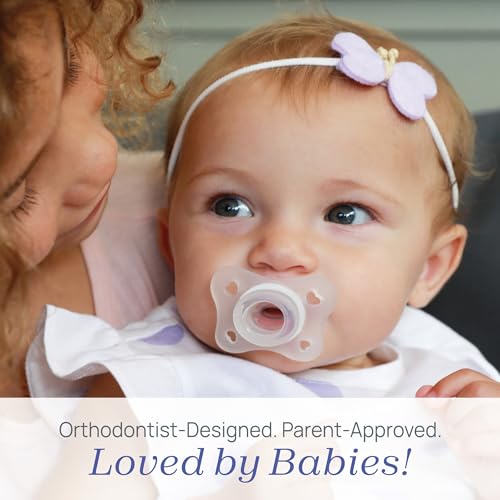 Chicco PhysioForma Mini Orthodontic Pacifier for Babies 0-2 Months, Ultra Light & Small, 100% Soft Silicone, Supports Breathing, One-Piece Design, Included Sterilizing Case, BPA Free, 2-Pack, Clear