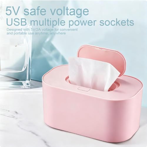 Portable Baby Wipe Warmer, Large Capacity Moist Wipe Dispenser with LED Display, Quiet & Even Heating, Diaper Wipes Warmer for Home Car Travel Use (White)