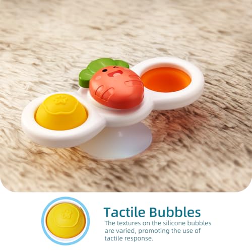 LiKee Strong Suction Cup Fidget Rotating Sensory Bath Toys for Baby Christmas Stocking Stuffers, Airplane Car Travel Table & Window Toys for Toddler Boys and Girls, 10+ Months