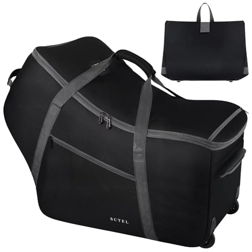Car Seat Travel Bag with Wheels Fits All Nuna Pipa car seat and Base, Chicco Keyfit 35 and Anti-rebound Bar Base, Doona travel bag, Padded Infant Gate Check Bag with side pocket, Bumper Feet