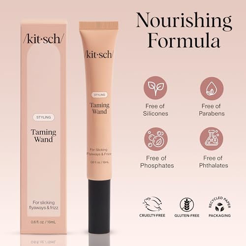 Kitsch Hair Taming Wand - Fly Away Stick For Hair with Biotin, Aloe & Vitamin E | Clear Hair Mascara for Flyaways, Slick Back Style | Travel Size - 18mL