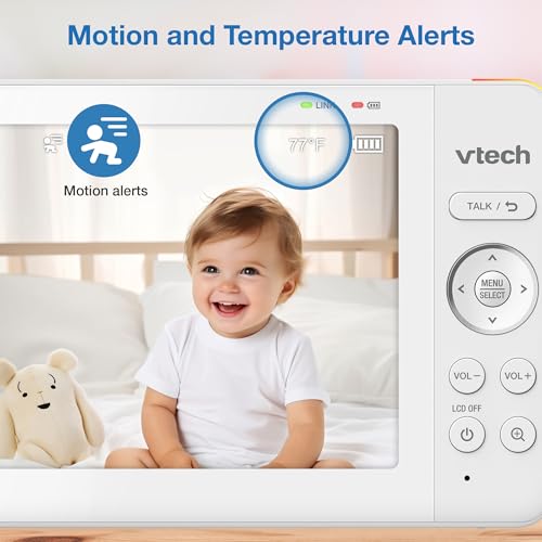 VTech Baby Monitor No WiFi with 7" IPS Screen & Remote Pan Tilt Zoom – 5000mAh 12Hr Video Battery, 1000ft Range, Night Vision, Multi-Color Night Light, Two-Way Talk | Advanced HQ Max