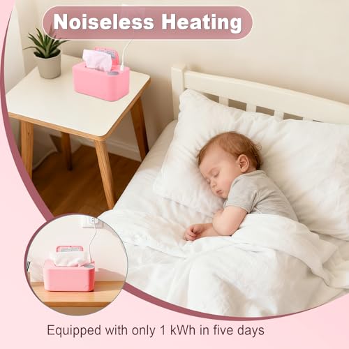 Wipe Warmer, Baby Wipes Dispenser, Large Capacity Baby Wipe Warmer, Wet Wipes Dispenser for Diapers, Wet Wipe Warmer for Home, Car & Travel, USB Rechargeable