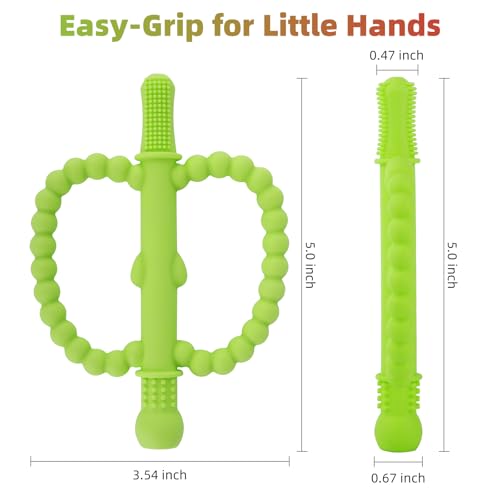 Fu Store Hollow Teether Tube 5 Pack Apple Shape Chew Straw Sensory Toy for Infant Toddlers Silicone Tubes Teething Toys for Babies 0-6 0-12 0-36 Months Gifts Teething Relief Soothing Gums
